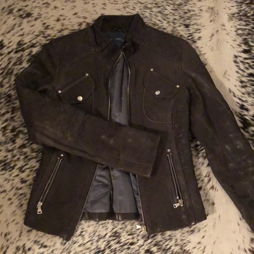 Authentic Gray Leather Jacket